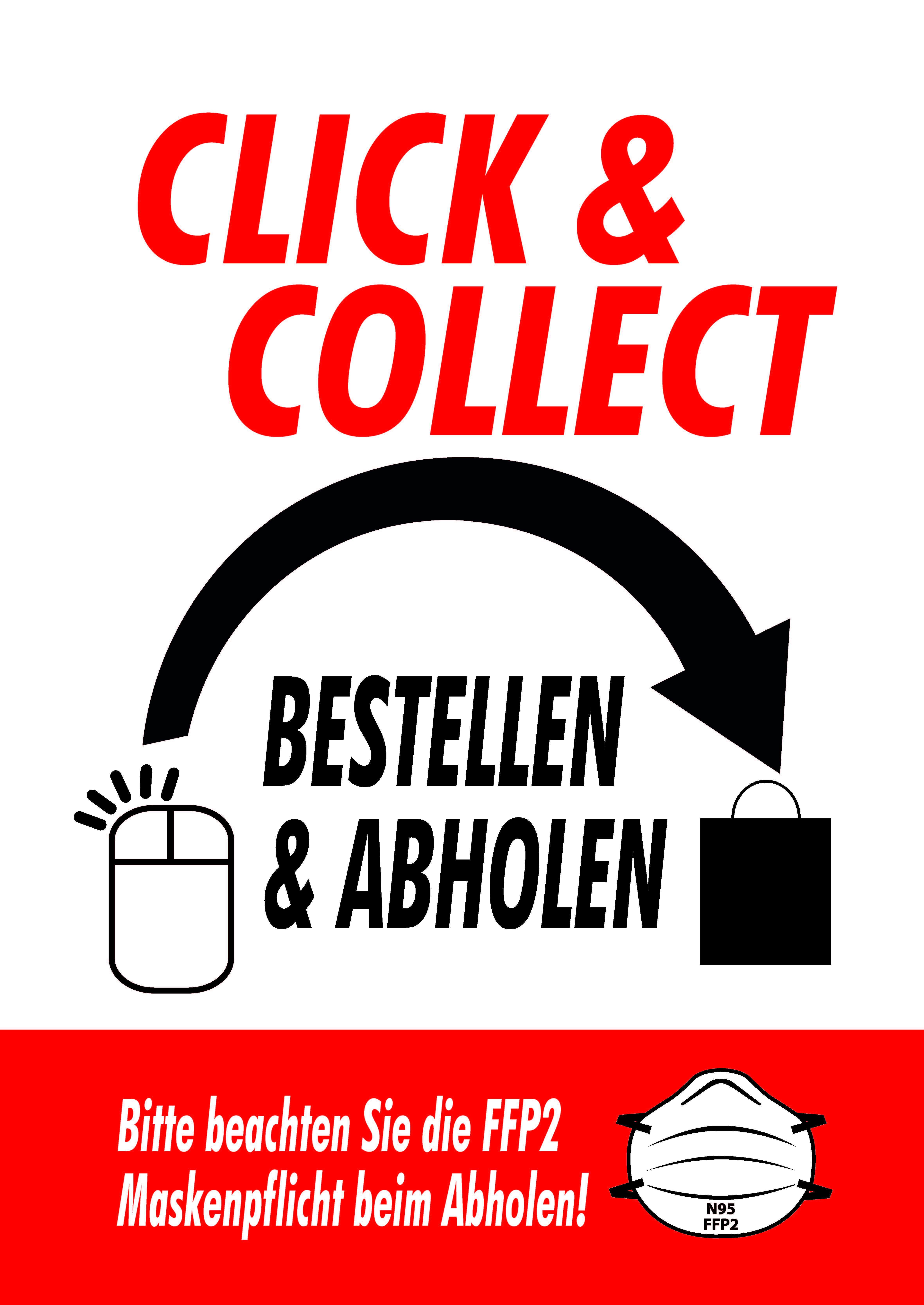 Aktion Corona-Hinweise Click & Collect Vers.3 - PVC-Poster A1 für Kundenstopper