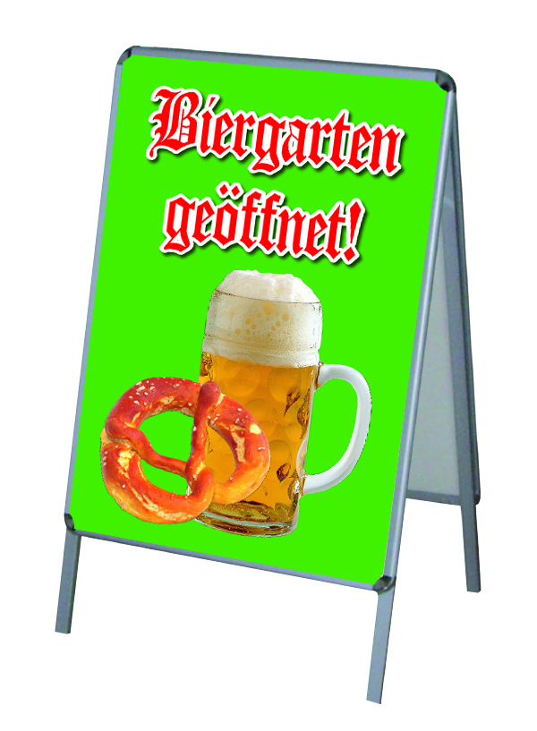 Aktion - Biergarten Geöffnet Vers.4 - PVC-Poster A1 für Kundenstopper